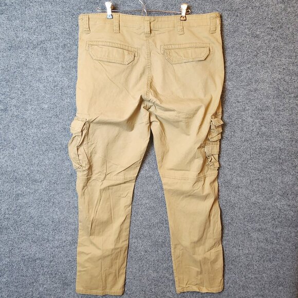 Wrangler Men Stretch Taper Leg Regular Fit Cargo Pants 38x30 Multi-Pockets Beige - Picture 5 of 13